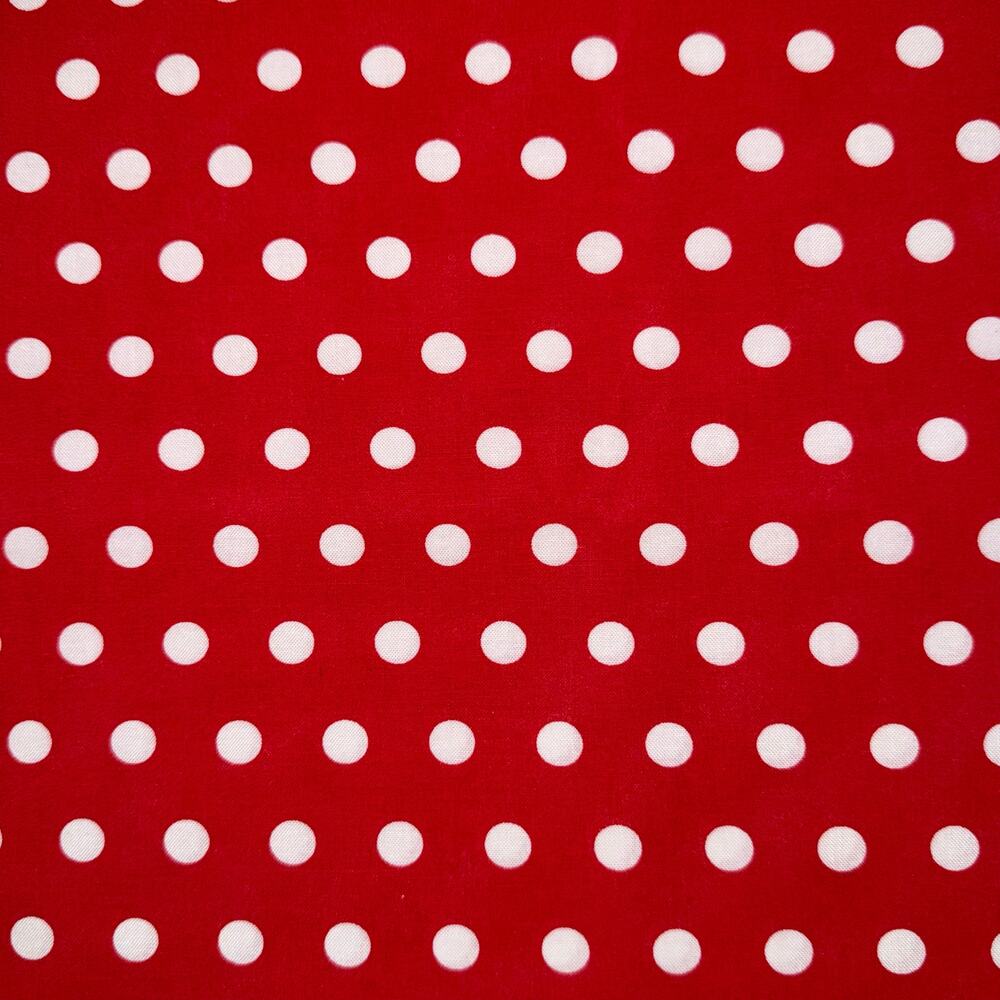 White Polka Dot on Red Cotton Fabric - 1 Yard - Blender, Holiday, Minnie Mouse